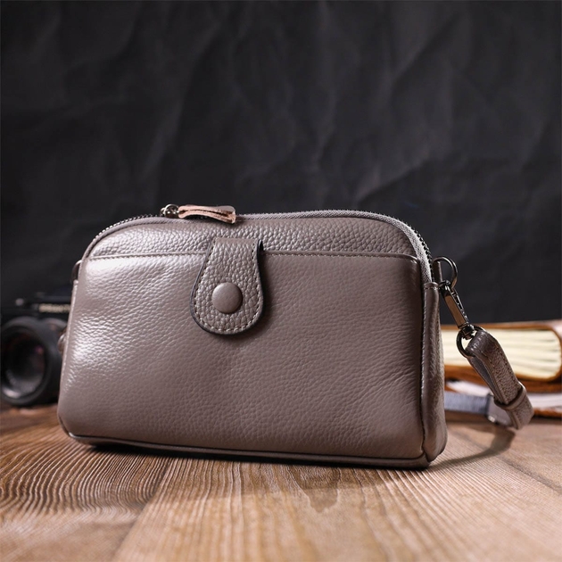Women's cross-body shoulder bag made of genuine leather, small
