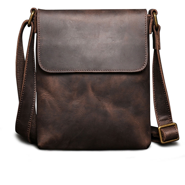 Men's messenger bag over the shoulder, genuine leather 27675-10