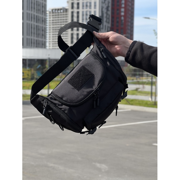 Banana barrel, belt bag black, Velcro panel