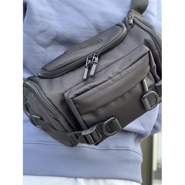 Banana barrel, belt bag black, Velcro panel