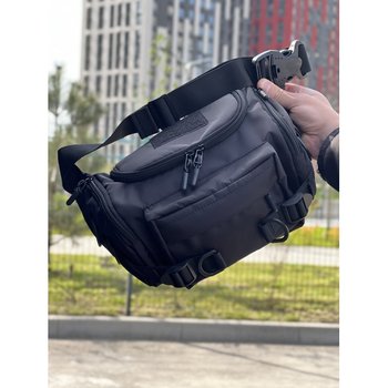 Banana barrel, belt bag black, Velcro panel