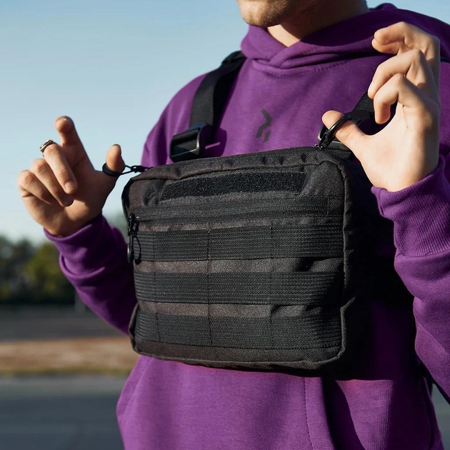 Brusttasche aus Cordura 1000D Entladetasche für Herren mit Molle-System, schwarz
