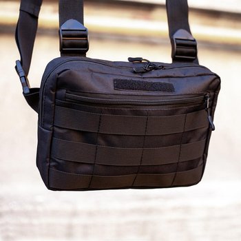 Chest bag made of Cordura 1000D unloading for men with Molle system, black