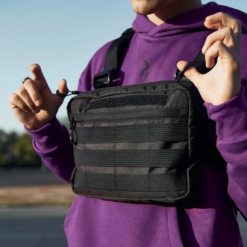Brusttasche aus Cordura 1000D Entladetasche für Herren mit Molle-System, schwarz