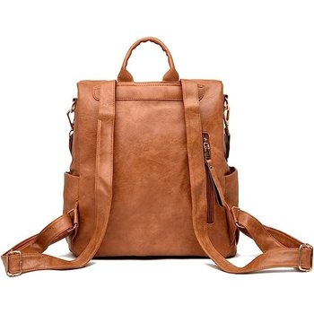 Geräumiger stylischer Damen Rucksack aus Kunstleder / Jugend Rucksack Tasche / Urban Style, Braun