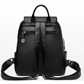 Damen-Rucksack aus Öko-Leder für den täglichen Gebrauch, schwarz