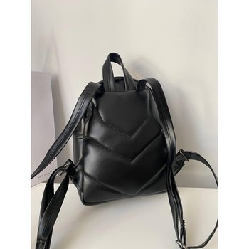 Damenrucksack schwarz No brand Bequeme Tasche aus verschleißfestem glattem Öko-Leder 22*26*10