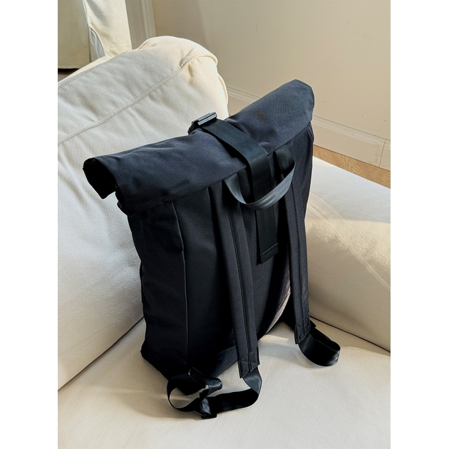 Women's backpack rolltop city backpack for travel hand luggage stylish men's backpack for laptop students waterproof roomy youth sports large rolltop Black 73196