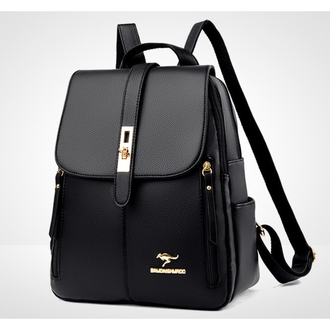 Stylischer Damen-Rucksack aus Öko-Leder mit verstellbaren Trägern, schwarz