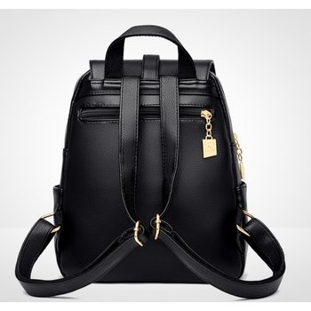 Stylischer Damen-Rucksack aus Öko-Leder mit verstellbaren Trägern, schwarz