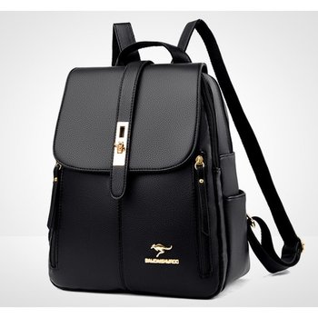 Stylischer Damen-Rucksack aus Öko-Leder mit verstellbaren Trägern, schwarz