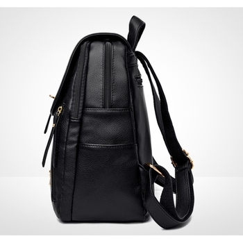 Stylischer Damen-Rucksack aus Öko-Leder mit verstellbaren Trägern, schwarz