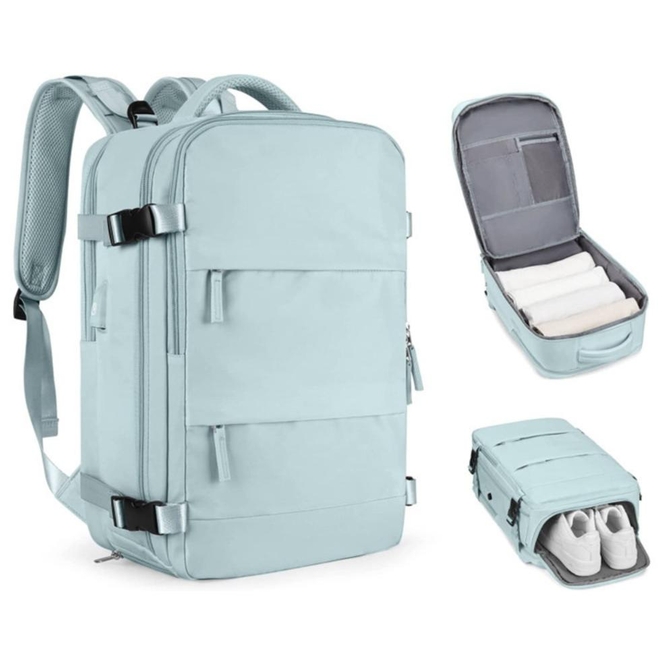 Travel backpack with shoe compartment Turquoise