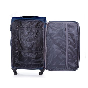 XL-Größe riesiger extra großer Textilkoffer aus Nylon blau auf 4 Rollen