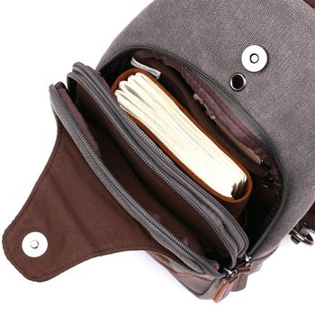 Men's sports sling shoulder bag made of textile for phone and documents, medium