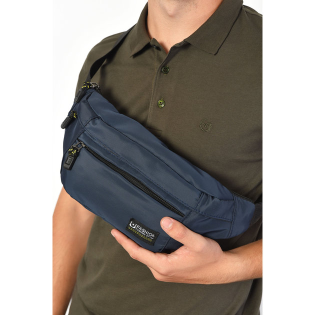 Men's blue textile bum bag Fashion (185369)