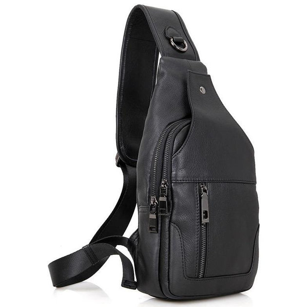 Men's genuine leather sling shoulder bag for phone and documents, medium