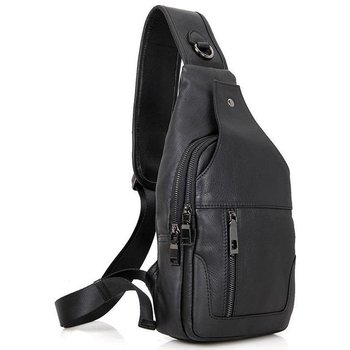 Men's genuine leather sling shoulder bag for phone and documents, medium