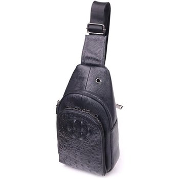 Men's leather sling shoulder bag for phone and documents, medium