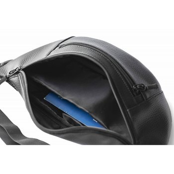 Schwarze BLAST-Gürteltasche für Herren aus strukturiertem Öko-Leder