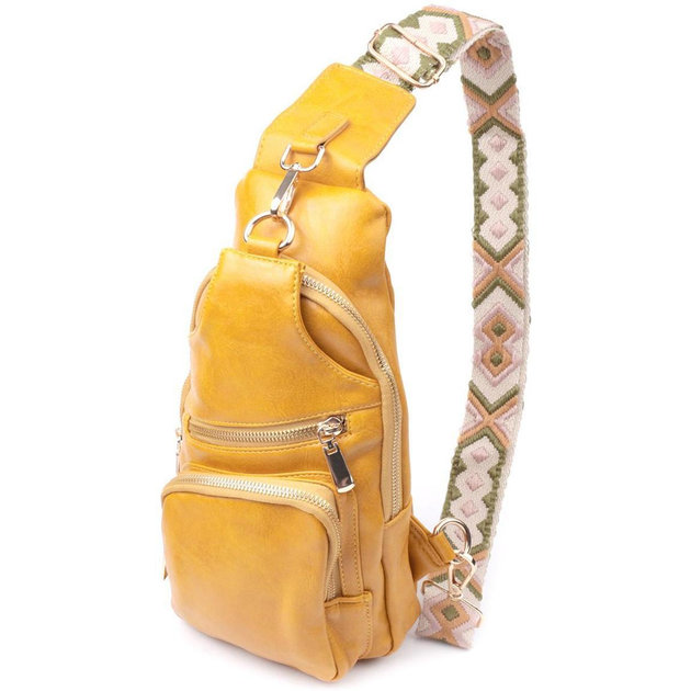 Women's eco-leather sling bag for phone and documents, medium