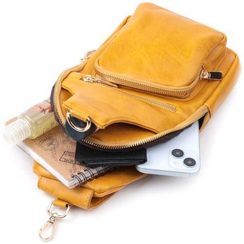 Women's eco-leather sling bag for phone and documents, medium