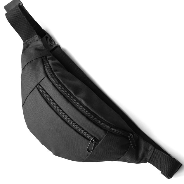 Kimo black fabric waist bag (banana) over the shoulder