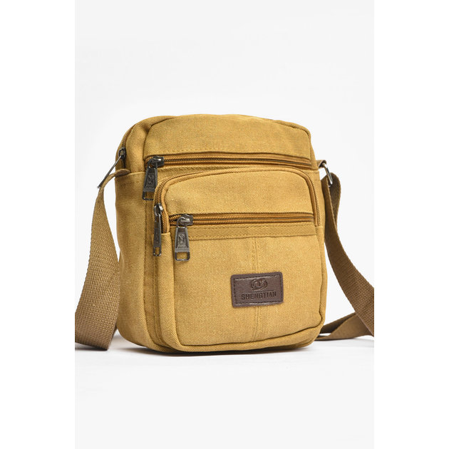 Men's shoulder bag, textile, light brown color Sport (203635)