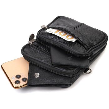 Men's leather shoulder bag, messenger bag for travel, for documents, clutch on a belt, phone bag, belt bag