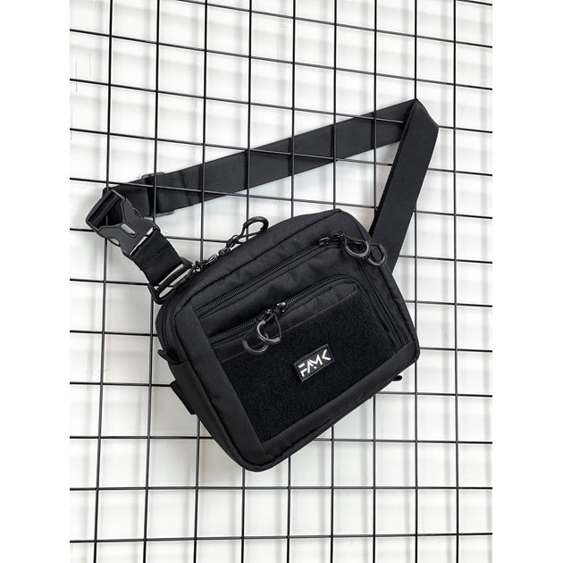 Сумка трансформер 3в1 (сумка через плече, нагрудна - слінг, бананка) для чоловіків та жінок, Чорний