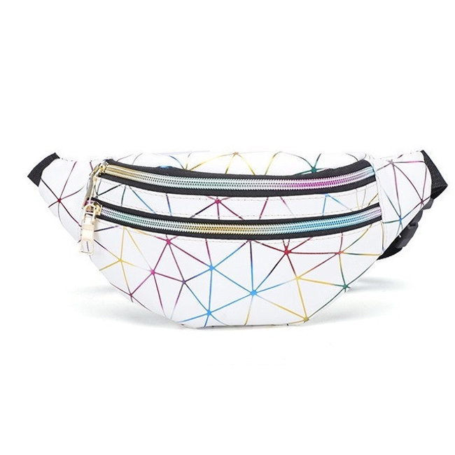 Women's three-compartment banana bag "SWEET WEB" waist bag for children, white