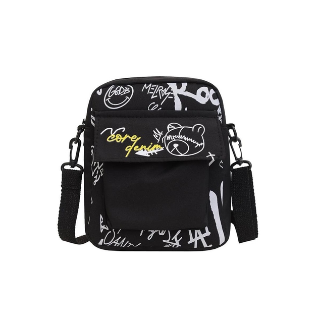 Crossbody bag for men women sports travel sling shoulder messenger VMHouse small handbag with wide strap for phone chest unisex for teenager black (0134-0001)