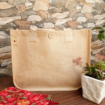 Natural jute shopper bag without print