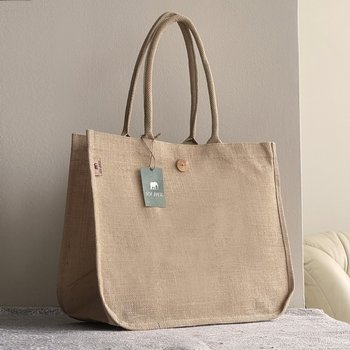 Natural jute shopper bag without print