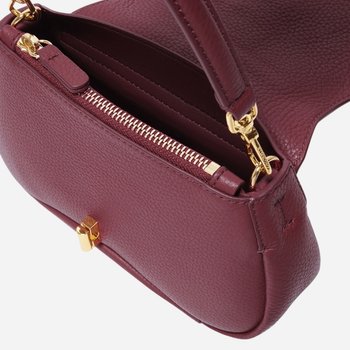 Women's baguette bag made of genuine leather, small