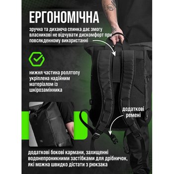 Roomy youth everyday rolltop urban backpack for girls and boys, universal