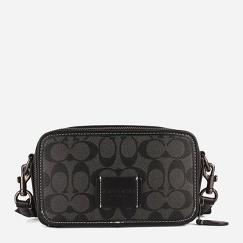 Men's tablet shoulder bag made of genuine leather, small