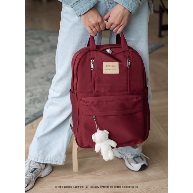 Damen Rucksack Urban Stylisch Rucksack für Schüler Laptop Mädchen Reise Handgepäck Schultasche Geräumig Casual Jugend Mit Schlüsselanhänger Burgund 73652 Damenrucksäcke