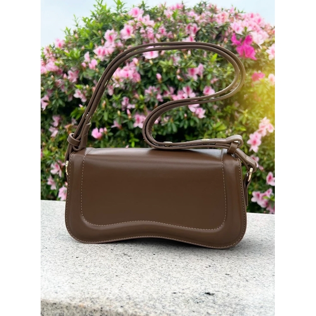 Baguette Handtasche Damen Schultertasche Crossbody Clutch Damen kleine trendige Tasche stylisch Braun 73506
