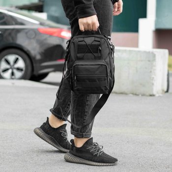 Men's chest bag, sling over the shoulder Cord with MOLLE system, one strap backpack for 8 liters