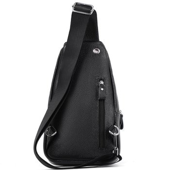 Men's leather sling shoulder backpack