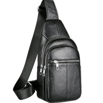 Men's leather sling shoulder backpack