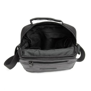 Men's messenger bag over the shoulder made of genuine leather with handle, casual, medium