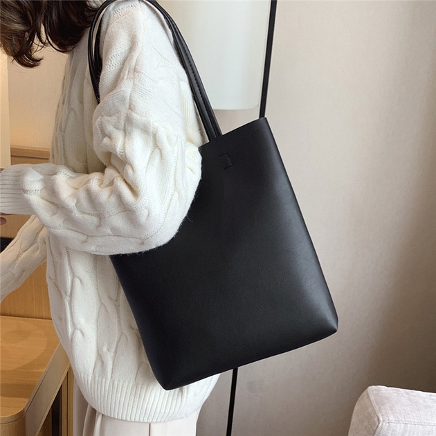 Schwarze Shopper-Tasche aus Kunstleder für Damen