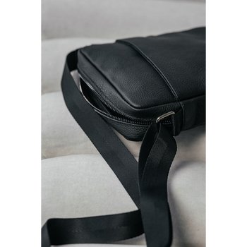 Men's leather shoulder bag with adjustable shoulder strap and 3 compartments