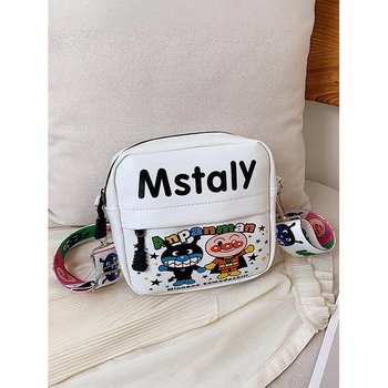 Messenger bag over the shoulder small cross body children's bag with Anpanman pattern VMHouse for girls and boys phone bag chest bag with wide strap for teenagers white (0138-0001)