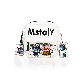 Messenger bag over the shoulder small cross body children's bag with Anpanman pattern VMHouse for girls and boys phone bag chest bag with wide strap for teenagers white (0138-0001)