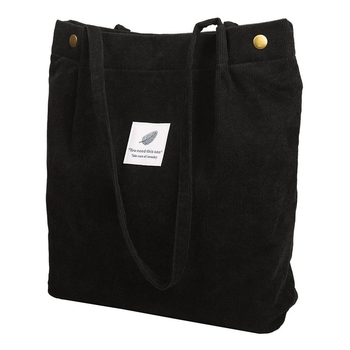 Schwarze Shopper-Tasche aus Samt für Damen